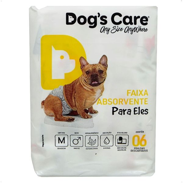 FRALDA HIGIÊNICA DESCARTÁVEL DOGS CARE M 06 UN PARA CÃES MACHOS